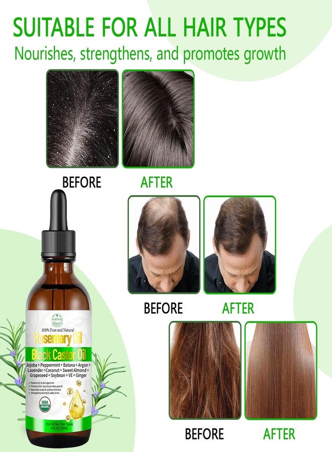 MMPANG Organic Rosemary Oil for Hair Growth, USDA Certified Rosemary Castor Blend Oils Cold Pressed for Thicker, Fuller Hair, Eyebrows, Soothe Itchy Scalp & Repair Damaged Hair – 4 FL OZ - Image 3